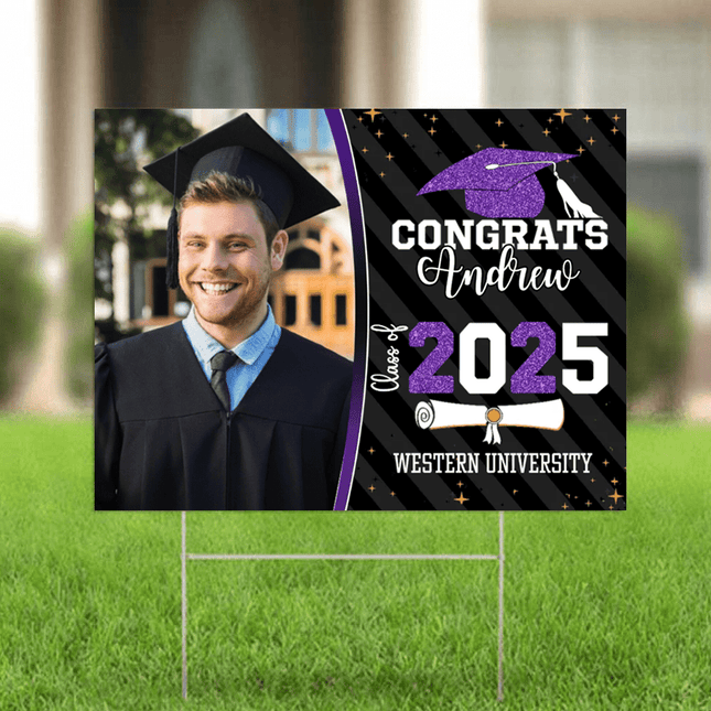 Congrats Class of 2026 Custom Image Yard Sign - Graduation Day, Senior Gift