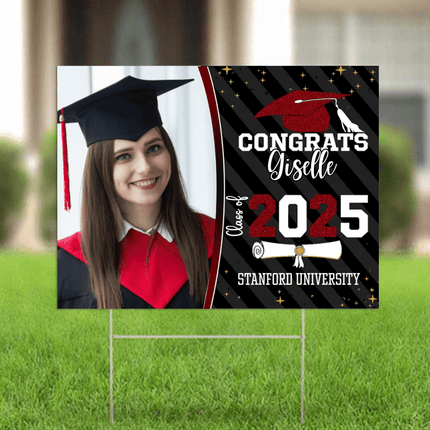 Congrats Class of 2026 Custom Image Yard Sign - Graduation Day, Senior Gift