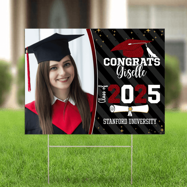 Congrats Class of 2026 Custom Image Yard Sign - Graduation Day, Senior Gift