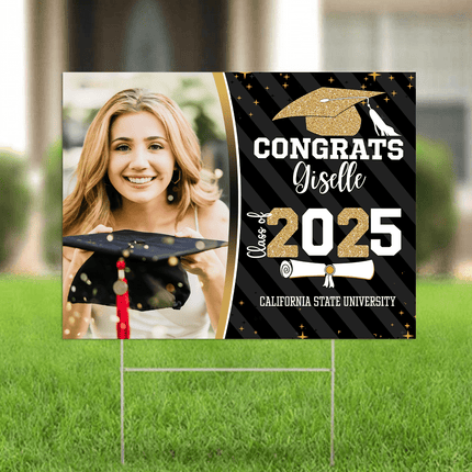 Congrats Class of 2026 Custom Image Yard Sign - Graduation Day, Senior Gift