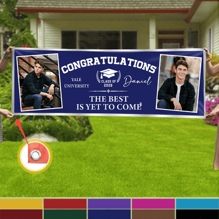 Congratulations Graduation Banner with 2 Pictures