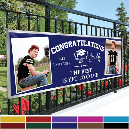 Congratulations Graduation Banner with 2 Pictures