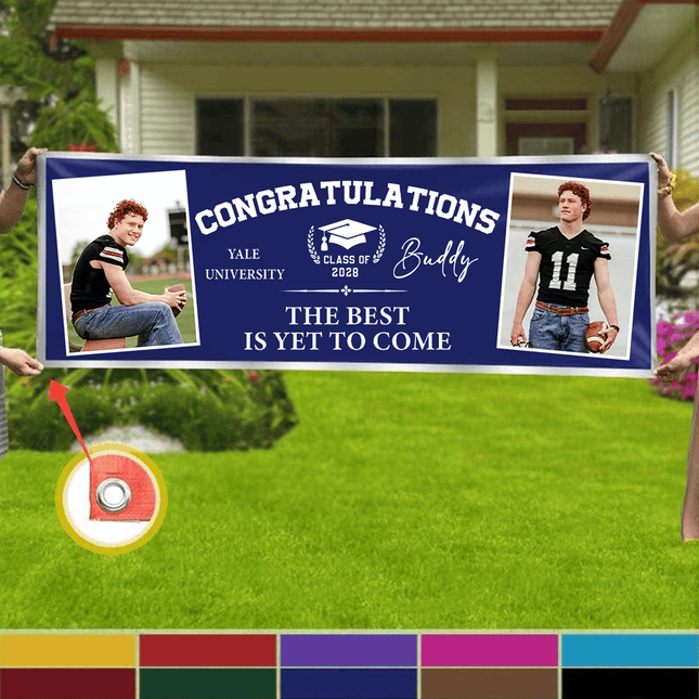 Congratulations Graduation Banner with 2 Pictures
