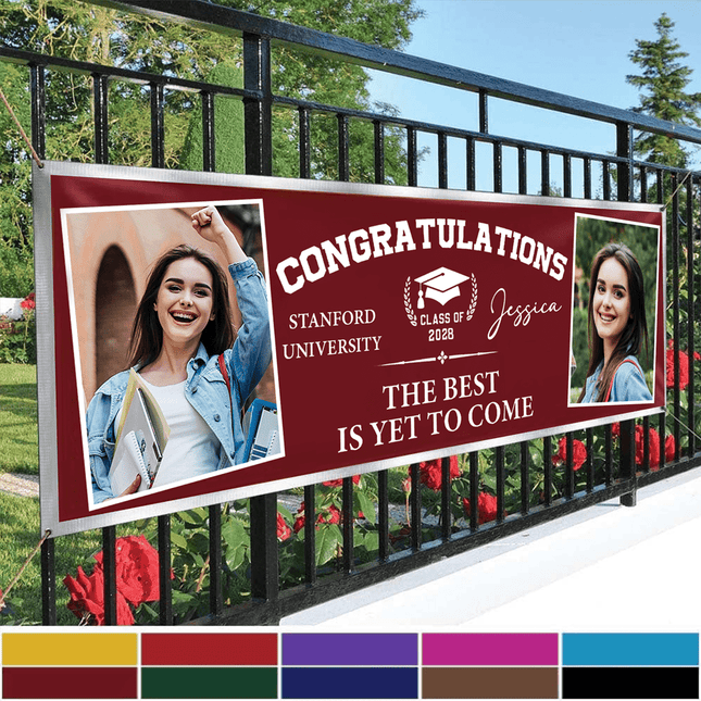 Congratulations Graduation Banner with 2 Pictures