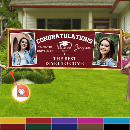 Congratulations Graduation Banner with 2 Pictures