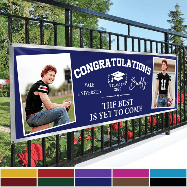 Congratulations Graduation Banner with 2 Pictures