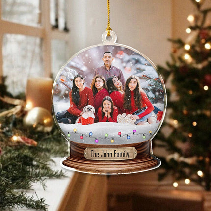 Custom Photo Family Snowglobe Acrylic Ornament