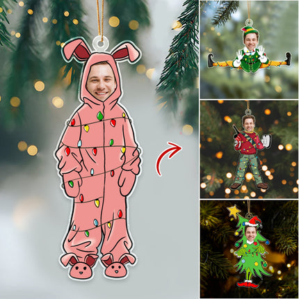 Custom Photo Funny Christmas Custom Face Family, Friends Acrylic Ornament