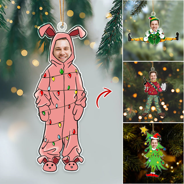 Custom Photo Funny Christmas Custom Face Family, Friends Acrylic Ornament