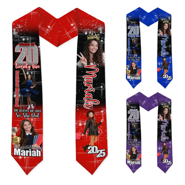 Custom Photo She Believed She Could Graduation Stoles