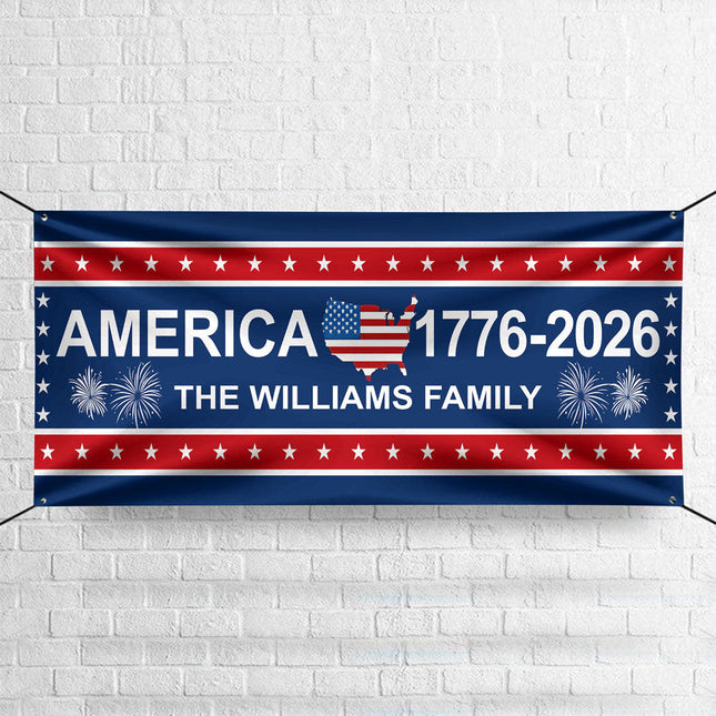 America 1776-2026 USA 250 Years Birthday Freedom American Map Patriotic Banner