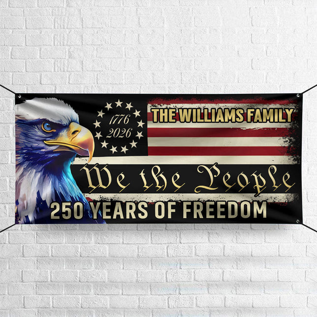 America 250th Anniversary Fence Banner We The People Patriotic Banner