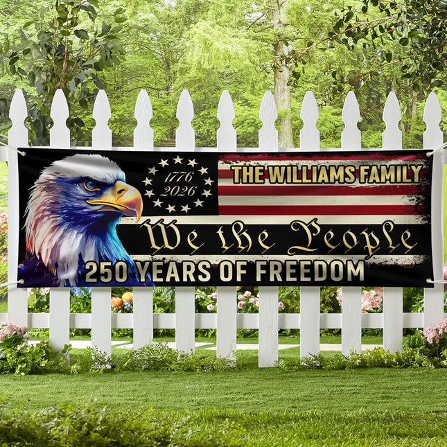 America 250th Anniversary Fence Banner We The People Patriotic Banner
