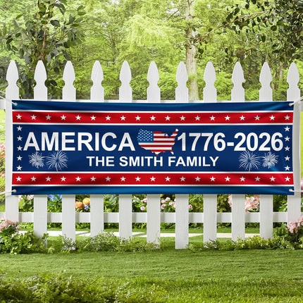 America 1776-2026 USA 250 Years Birthday Freedom American Map Patriotic Banner