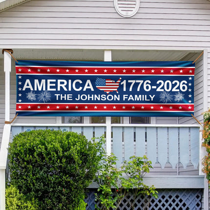 America 1776-2026 USA 250 Years Birthday Freedom American Map Patriotic Banner