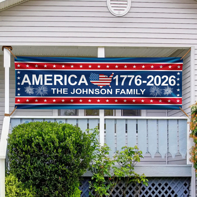 America 1776-2026 USA 250 Years Birthday Freedom American Map Patriotic Banner