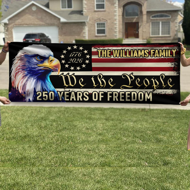 America 250th Anniversary Fence Banner We The People Patriotic Banner