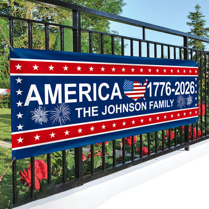 America 1776-2026 USA 250 Years Birthday Freedom American Map Patriotic Banner