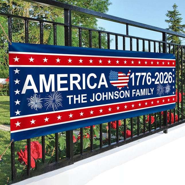 America 1776-2026 USA 250 Years Birthday Freedom American Map Patriotic Banner